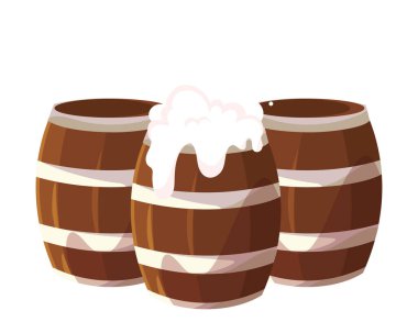 Beyaz arka planda ahşap bira kupası