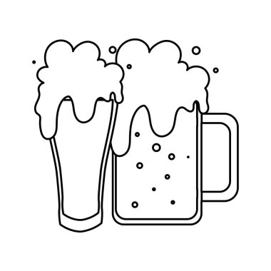 Beyaz arka planda biralı kupa silueti