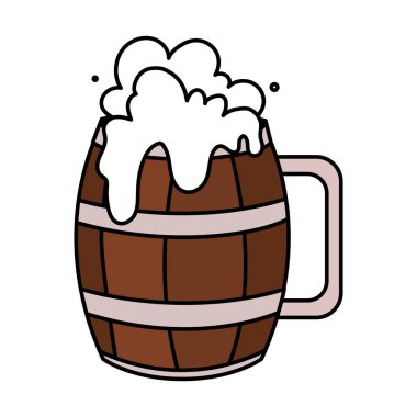 Beyaz arka planda ahşap bira kupası