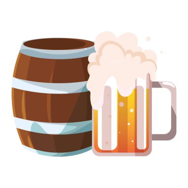 Beyaz arka planda bir fıçı bira.