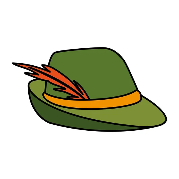 Sombrero de caza alemán con plumas sobre fondo blanco — Vector de stock