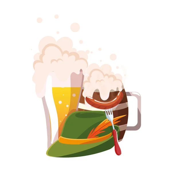 Beer festival oktoberfest with set of icons — Stock Vector