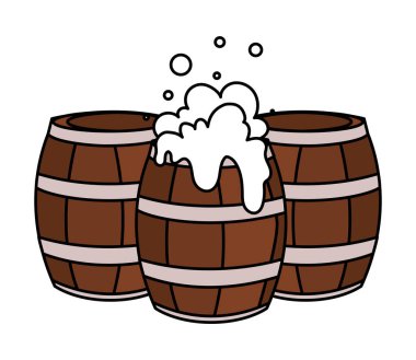 Beyaz arka planda ahşap bira kupası