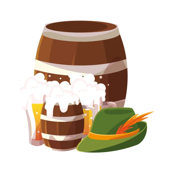 Bier festival oktoberfest met set iconen — Stockvector