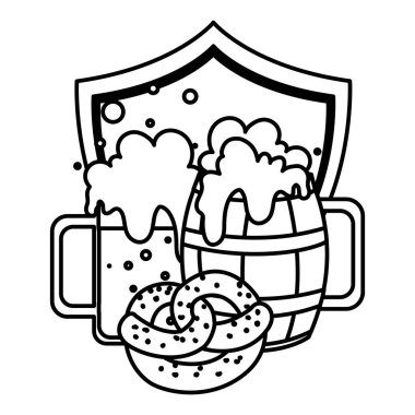 Beyaz arka planda bira ve köpüklü kupa silueti