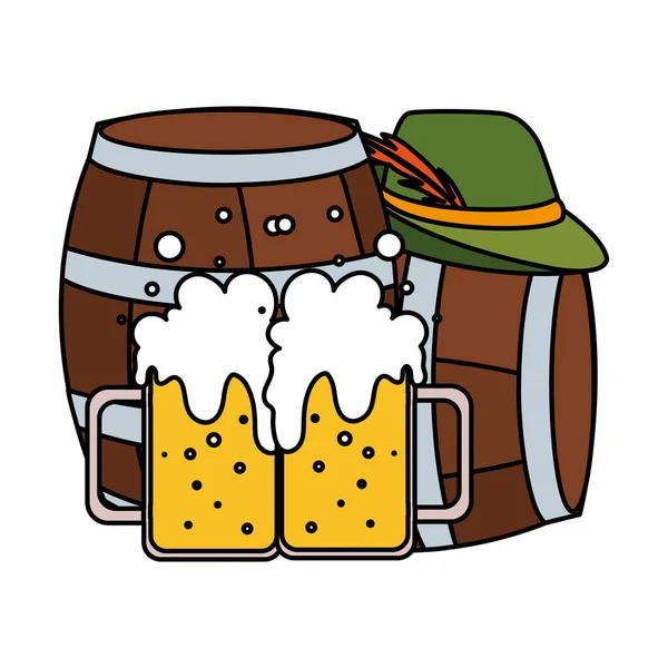 Festival de cerveja oktoberfest com conjunto de ícones — Vetor de Stock