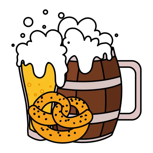 Tasses de bière avec mousse en fond blanc — Image vectorielle