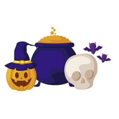 Kazan ve simgeler ile kabak Cadılar Bayramı