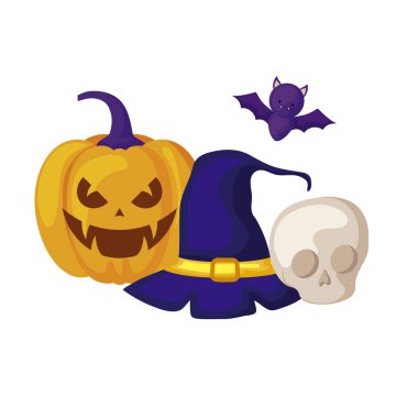 şapka cadı ve simgeler cadılar bayramı ile kabak