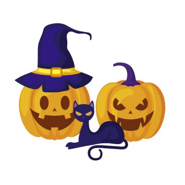 kedi ve simgeleri cadılar bayramı ile kabaklar