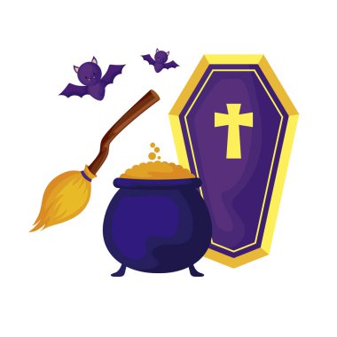 cadılar bayramı set simgeleri ile kazan