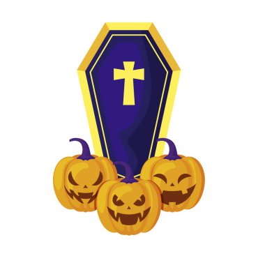 tabut izole simgesi ile halloween kabaklar
