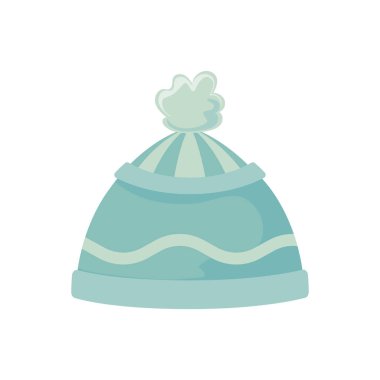 Beyaz arka planda şirin bir kış şapkası