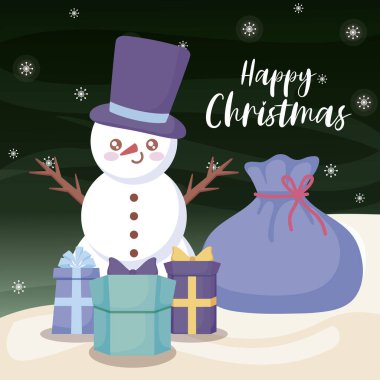 Mutlu Noeller etiketli hediye kutularıyla Kardan Adam