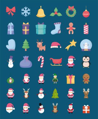 Set simgeleriyle mutlu noeller.