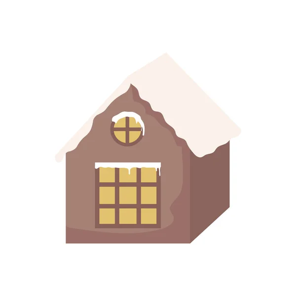 Casa familiar en la noche de Navidad con fondo blanco — Vector de stock