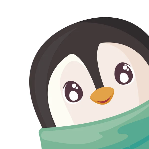 Kopf des Pinguins mit Schal auf weißem Hintergrund — Stockvektor