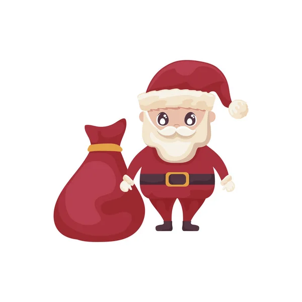 Санта-Клаус с мешком подарков на белом фоне — стоковый вектор