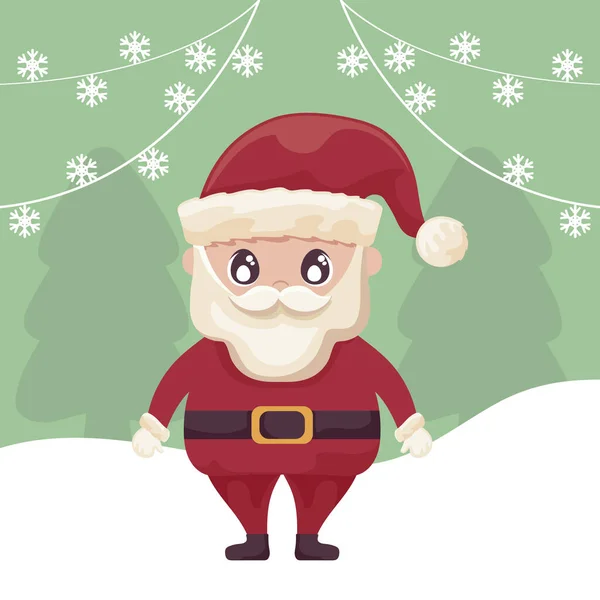 Weihnachtsmann in der Winterlandschaft — Stockvektor