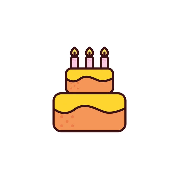 Pastel de cumpleaños con velas en fondo blanco — Vector de stock