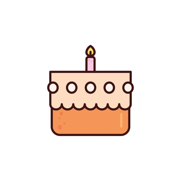 Birthday cake with candle in white background — Stock Vector