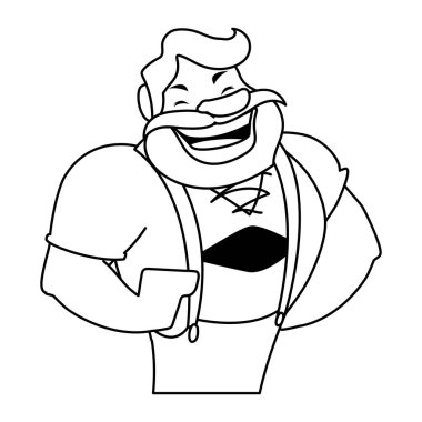 Beyaz arka planda geleneksel Alman elbisesi olan bir adamın silueti.