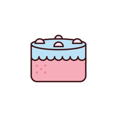 Beyaz zemin üzerinde doğum günü pastası düz