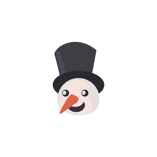 Kopf des Schneemanns mit Hut auf weißem Hintergrund — Stockvektor