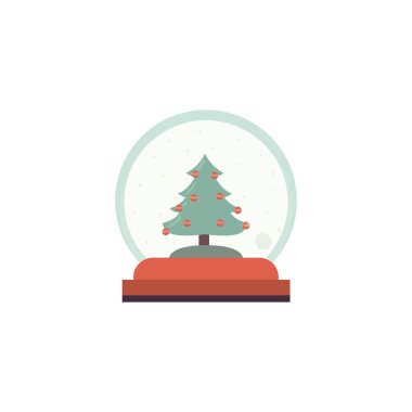 Beyaz arkaplanda noel ağacı olan kristal küre