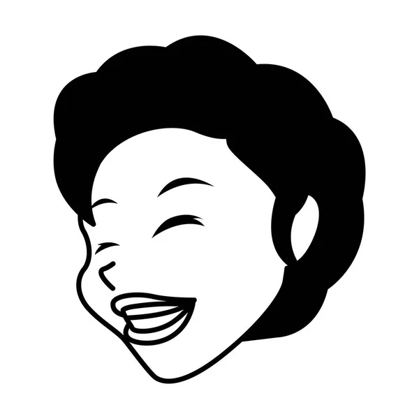 Silhueta de cabeça de mulher jovem sorrindo em fundo branco — Vetor de Stock