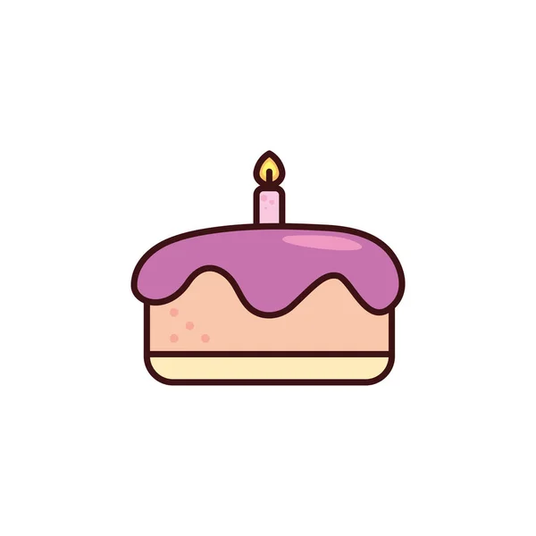 Торт на день народження зі свічкою на білому фоні — стоковий вектор