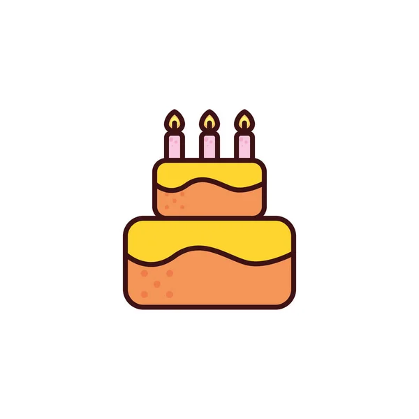 Gâteau d'anniversaire avec des bougies en fond blanc — Image vectorielle