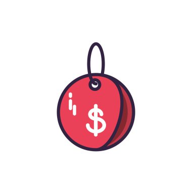 Beyaz arkaplanda kırmızı satın alma etiketi