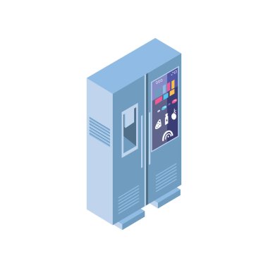 Beyaz arkaplanda akıllı buzdolabı