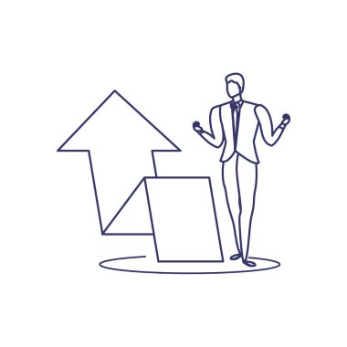 Beyaz arka planda oku olan bir adamın silueti