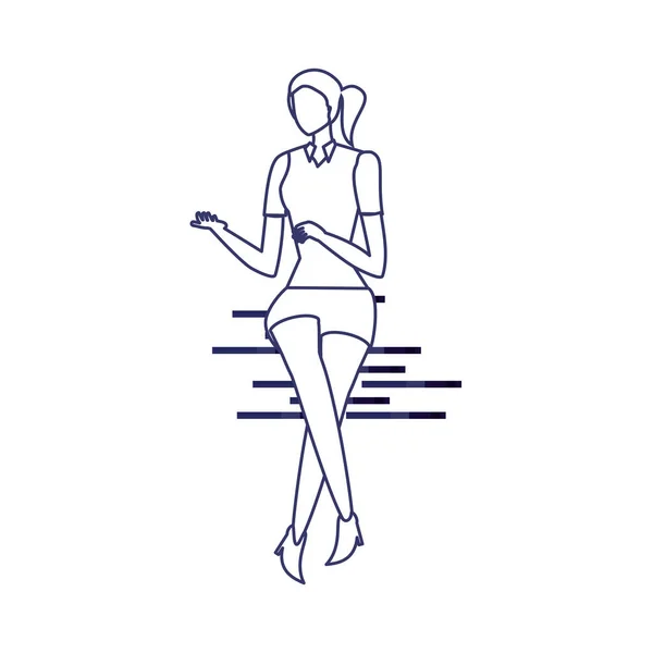 Silhouette de femme en fond blanc — Image vectorielle