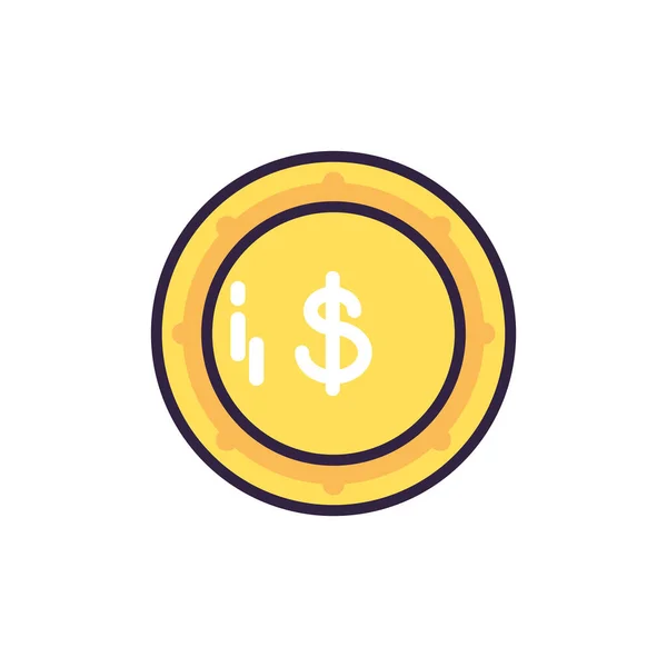 Monnaie avec symbole dollar sur fond blanc — Image vectorielle