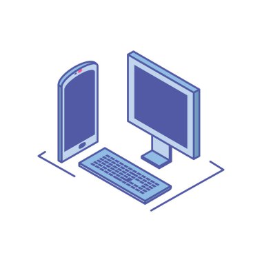 klavyesi ve akıllı telefonu olan masaüstü bilgisayar ekranı