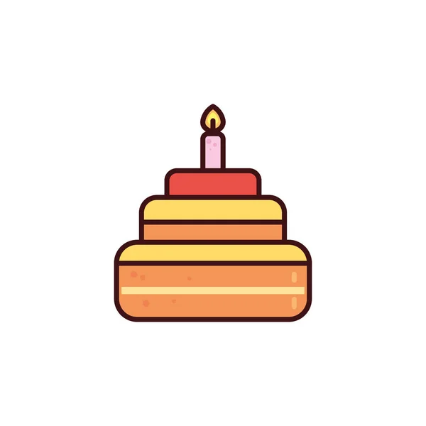 Gâteau d'anniversaire avec bougie en fond blanc — Image vectorielle