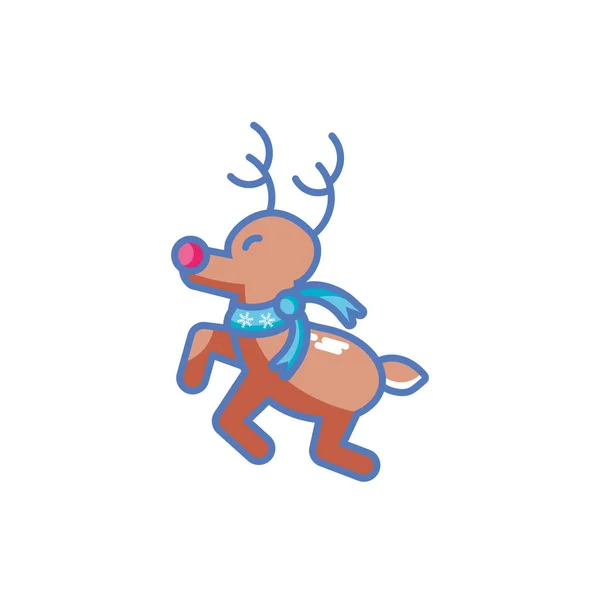 Cute reindeer with scarf on white background — Stock Vector