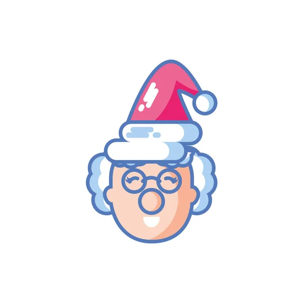 Head of man with christmas hat in white background — Stock Vector