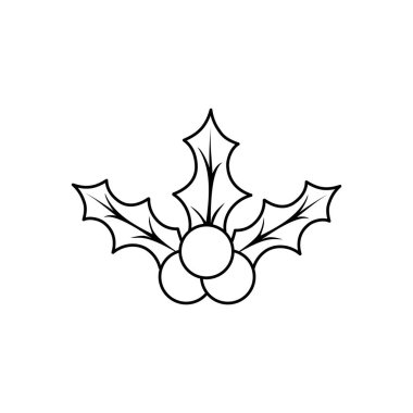 Noel sembolü Holly, beyaz arka planda böğürtlenlerle ayrılıyor.