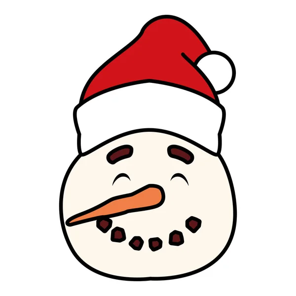 Голова снеговика в шляпе на белом фоне — стоковый вектор