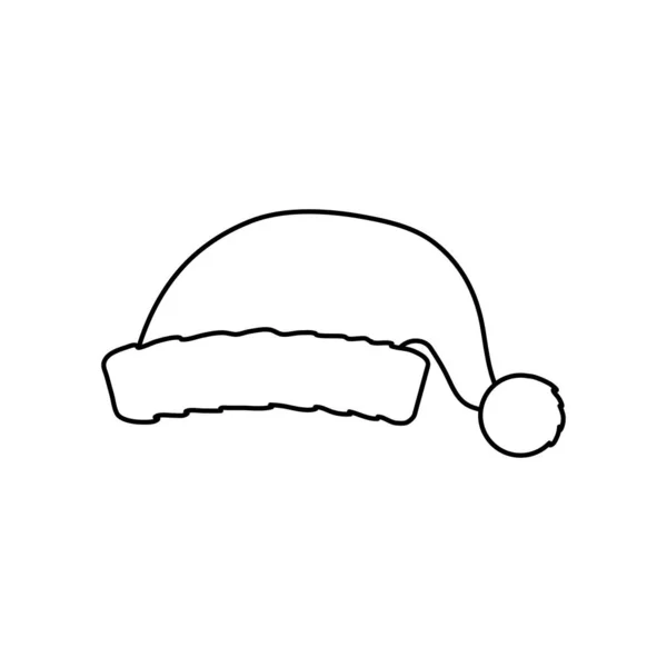 Chapeau santa claus rouge mignon sur fond blanc — Image vectorielle