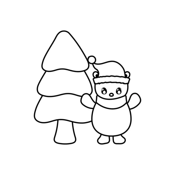 Eisbär mit Weihnachtsbaum auf weißem Hintergrund — Stockvektor