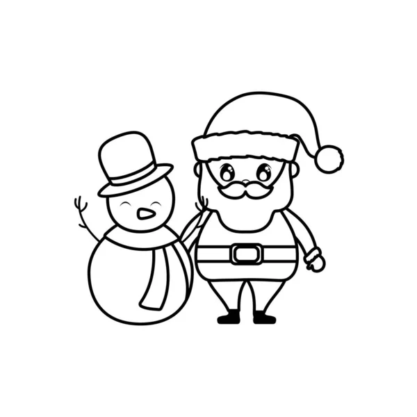 Mikulás claus hóember fehér háttér — Stock Vector