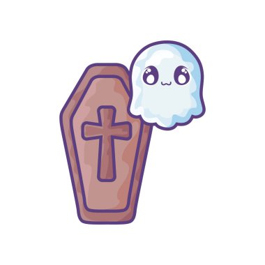 beyaz arka plan üzerinde hıristiyan haç ile ahşap tabut