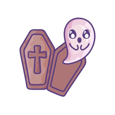 beyaz arka plan üzerinde hıristiyan haç ile ahşap tabut