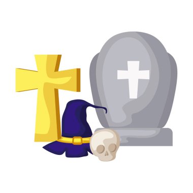 cadılar bayramı simgeleri ile mezarlık mezar taşı