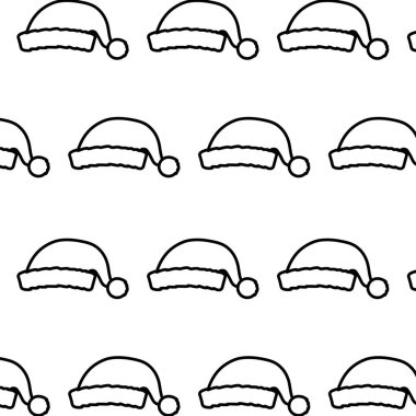 Beyaz arkaplanda kırmızı Noel Baba şapkası deseni